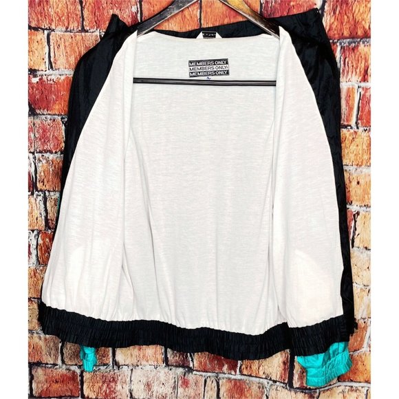 VTG Members Only Full Zip Nylon 80s 90s Neon Windbreaker Jacket Women’s Large - Picture 4 of 7